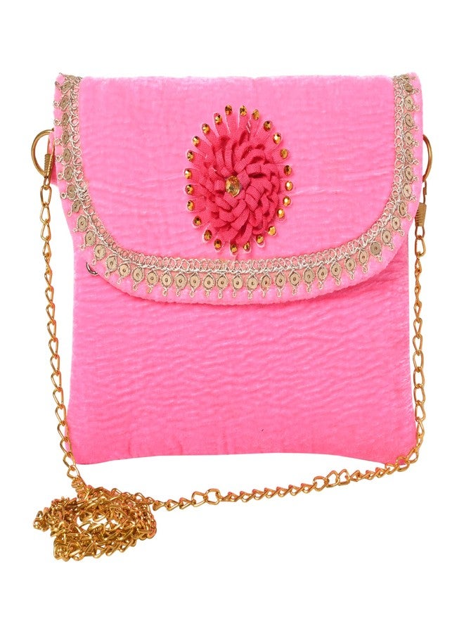Coco Candy Women's Casual Lightweight Stylish Handbag | Velvet Neon Pink Sling Bag for Women - Perfect for Daily Use - Image 1