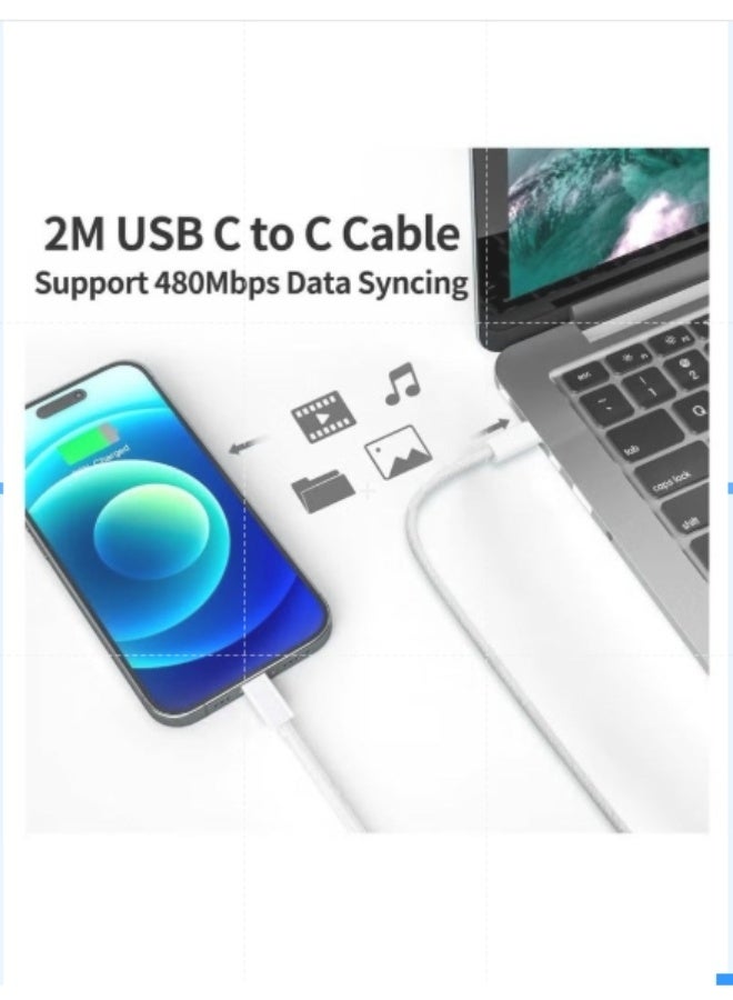 أنمي شاحن ماك بوك برو 140W USB C Super Fast Charger، متوافق مع ماك بوك برو 16، 15، 14، 13 بوصة، ماك بوك إير 13 بوصة، آي باد برو 2022/2021/2020/2019/2018، متضمنة 6.6 قدم USB C إلى C كابل - Image 2