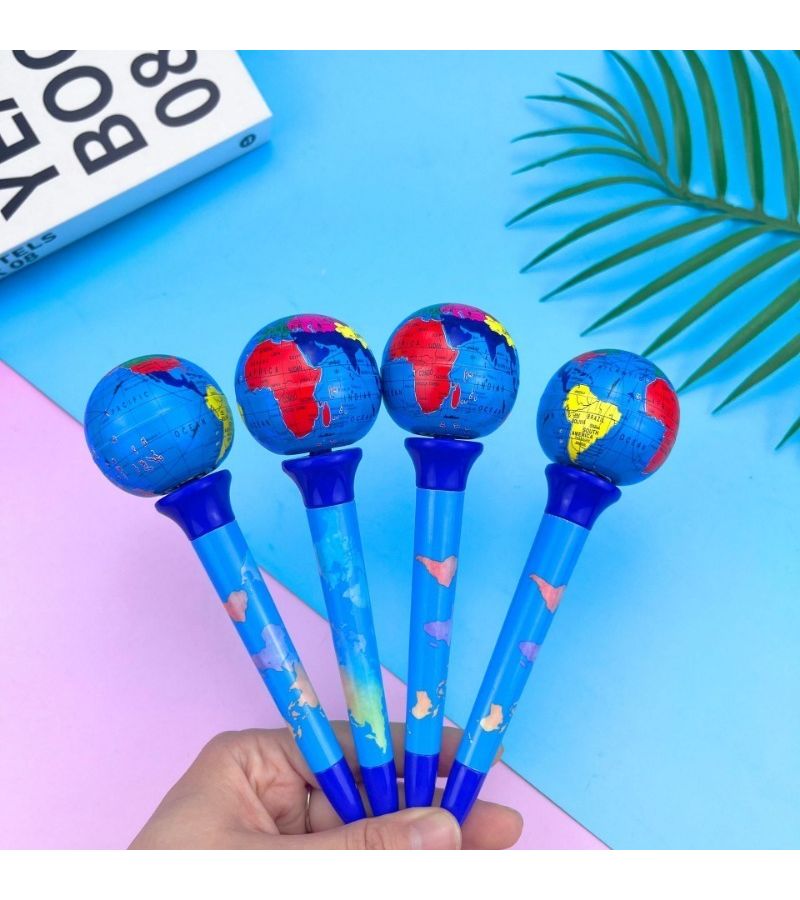 Black Ballpoint Pen Rotating Globe Design Fatigue Relief Funny Gift - Image 1