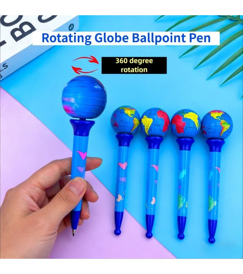 Black Ballpoint Pen Rotating Globe Design Fatigue Relief Funny Gift - Image 5