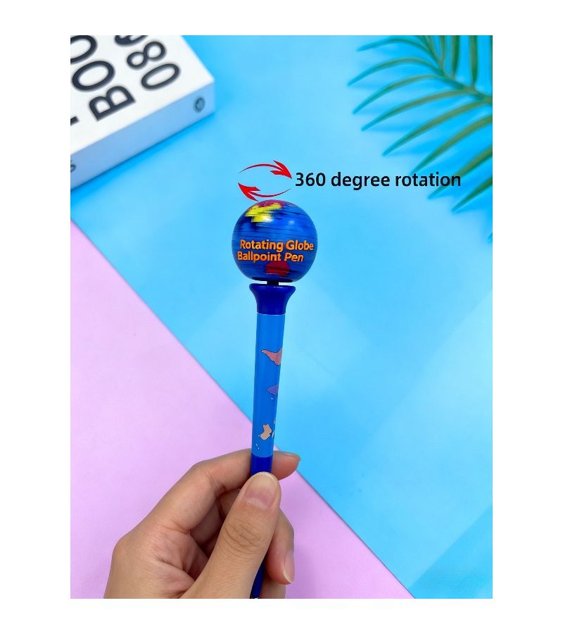 Black Ballpoint Pen Rotating Globe Design Fatigue Relief Funny Gift - Image 4