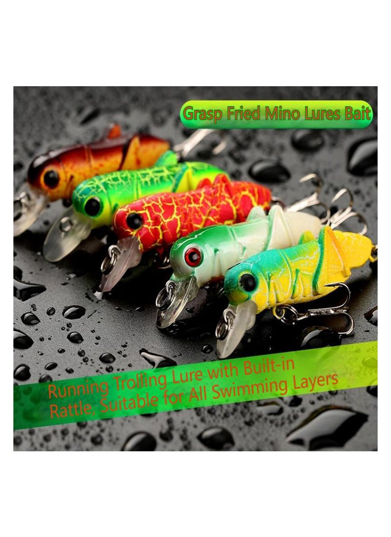 SYOSI Fishing Topwater Lures Fishing Lures Kit, for Bass Hard Bait for Bass Fishing Swimbait Lures for Freshwater Saltwater Artificial Grasshopper,   Fishing Accessories Tackle Boxes  - Image 5