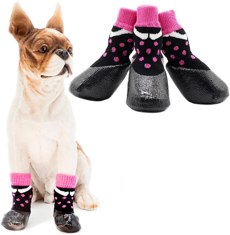 4Pcs Elastic Dog Socks, Dots Pattern Pet Paw Protector for Large Dogs - Image 2