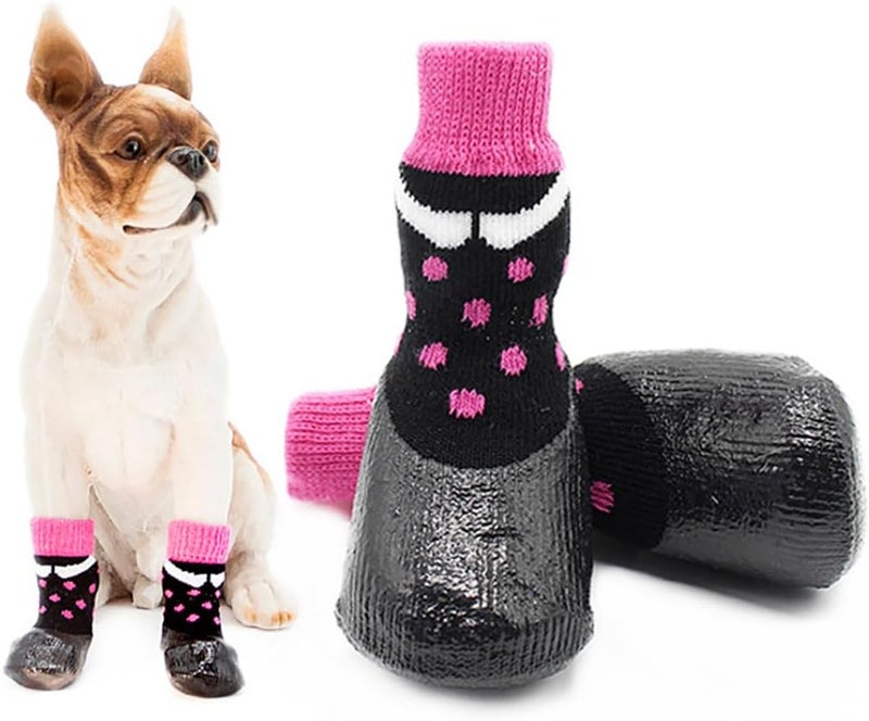 4Pcs Elastic Dog Socks, Dots Pattern Pet Paw Protector for Large Dogs - Image 4