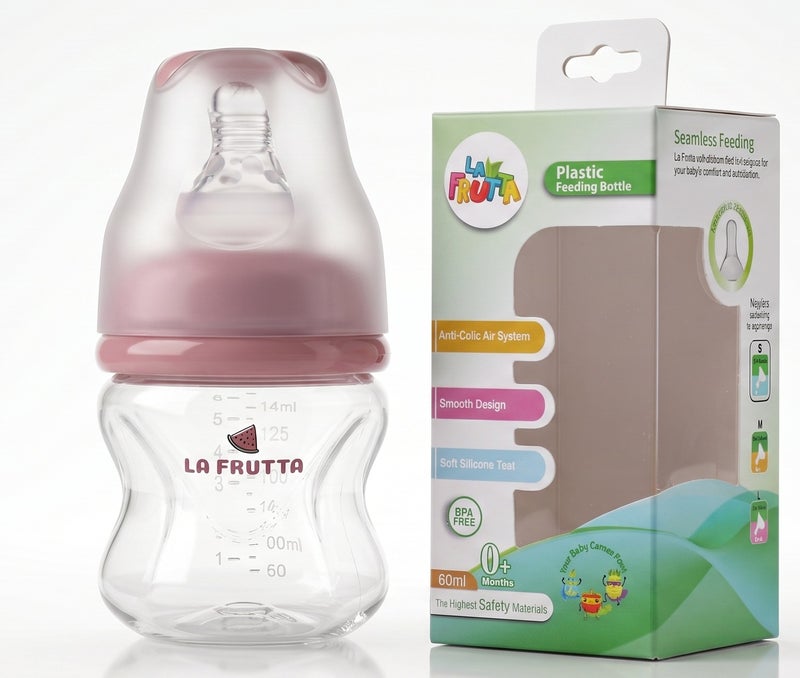 La Frutta La Fruta Comfort Plastic Bottle, Anti-Colic Air System for 0+ Months, 60ml Capacity, with Soft Silicone Teat, BPA-Free - Image 3