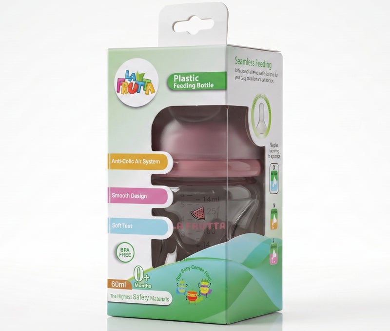 La Frutta La Fruta Comfort Plastic Bottle, Anti-Colic Air System for 0+ Months, 60ml Capacity, with Soft Silicone Teat, BPA-Free - Image 4