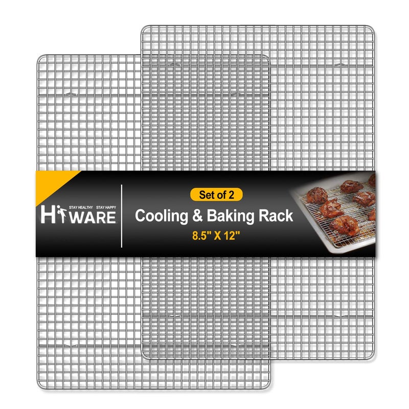 Hiware 2Pack Cooling Racks for Baking 85 x 12 Quarter Size Stainless Steel Wire Cookie Rack Fits Quarter Sheet Pan Oven Safe for Cooking Roasting Grilling