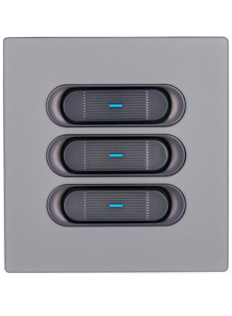 Matt Gray Skin Texture acrylic glass panel Wall Point Switch Push Button Light Switches with LED Indicator, UK Standard Wall Power Swich soket,1 Gang 2 Way,2 Gang 2 Way,3 Gang 2 Way,4 Gang 2 Way,13Amp Single ,Double Sokect ,20Amp, 45Amp, Light Dimmer,Telephone,Computer socket,Satellite TV Socket,Door Bell Swtch - Image 3