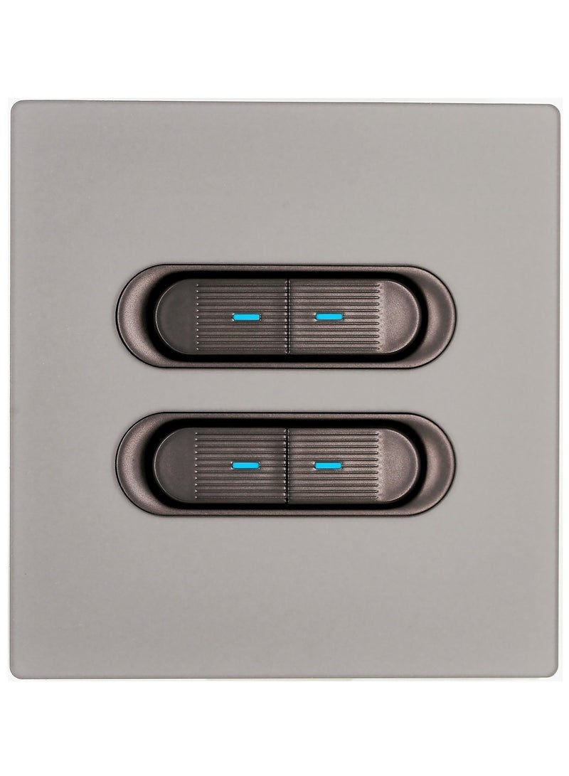 Matt Gray Skin Texture acrylic glass panel Wall Point Switch Push Button Light Switches with LED Indicator, UK Standard Wall Power Swich soket,1 Gang 2 Way,2 Gang 2 Way,3 Gang 2 Way,4 Gang 2 Way,13Amp Single ,Double Sokect ,20Amp, 45Amp, Light Dimmer,Telephone,Computer socket,Satellite TV Socket,Door Bell Swtch - Image 4