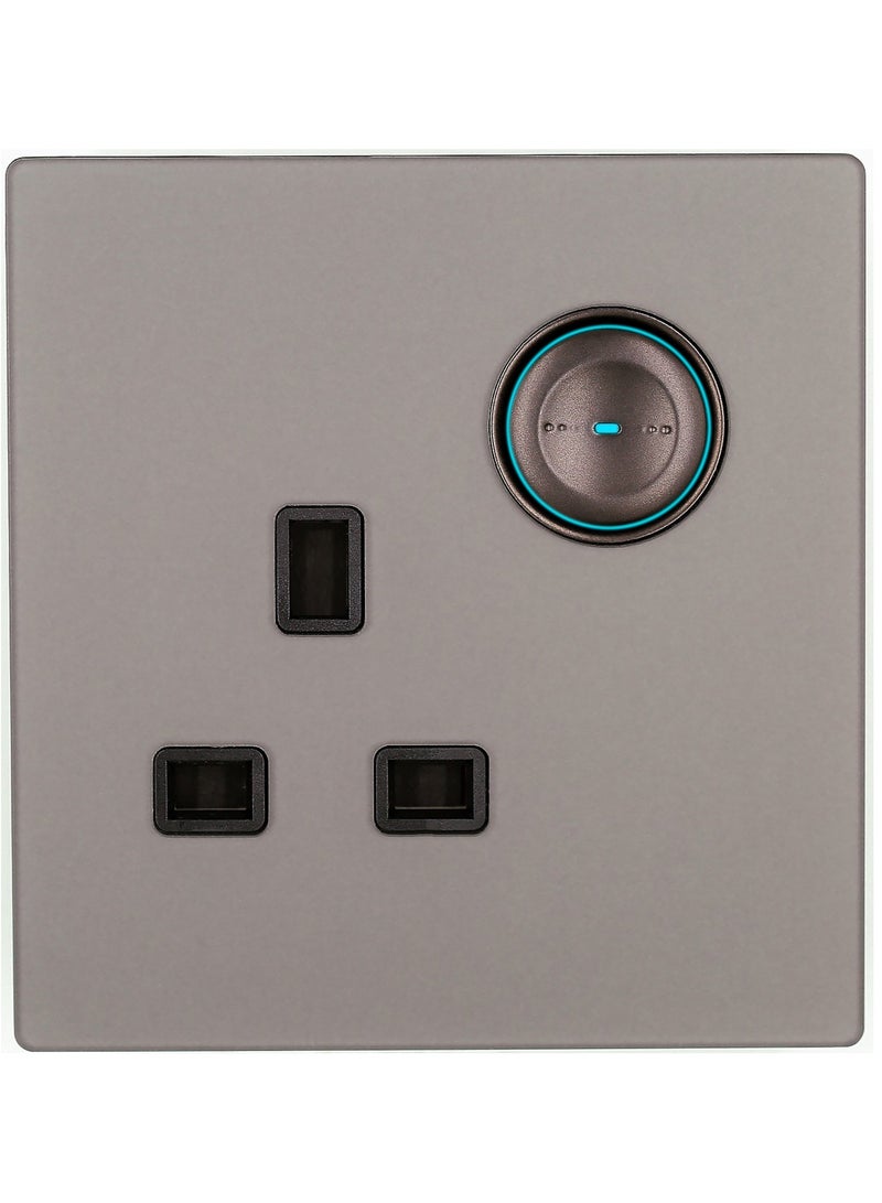 Matt Gray Skin Texture acrylic glass panel Wall Point Switch Push Button Light Switches with LED Indicator, UK Standard Wall Power Swich soket,1 Gang 2 Way,2 Gang 2 Way,3 Gang 2 Way,4 Gang 2 Way,13Amp Single ,Double Sokect ,20Amp, 45Amp, Light Dimmer,Telephone,Computer socket,Satellite TV Socket,Door Bell Swtch - Image 5