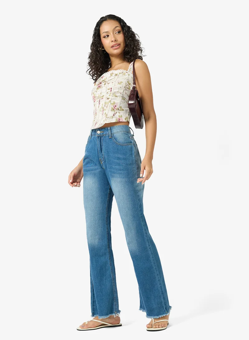 جينجر Mid Rise Wide Leg Jeans