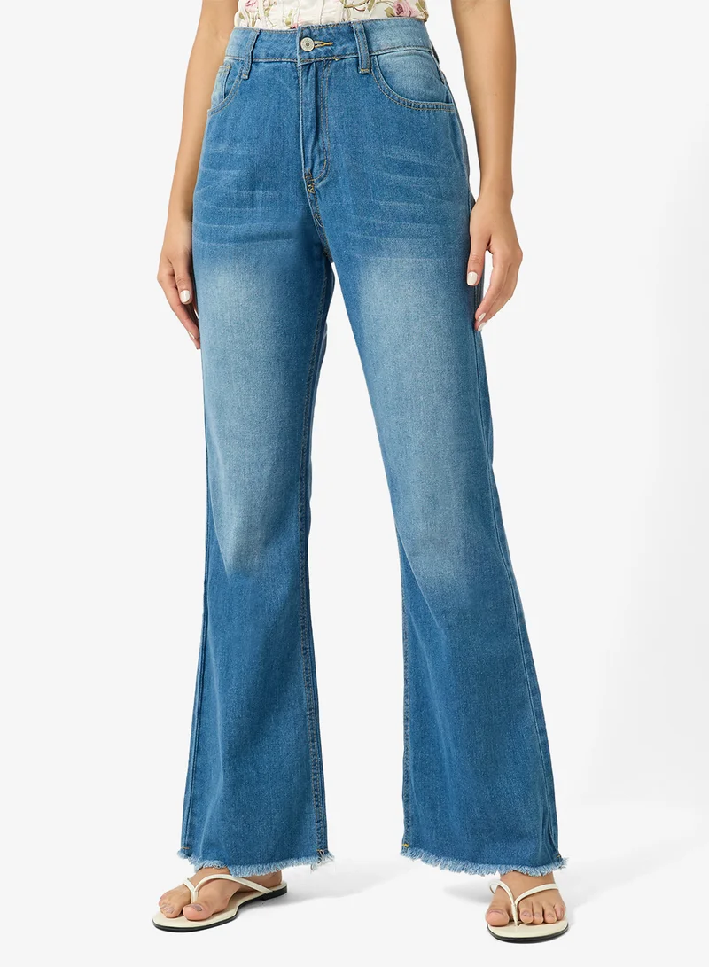 جينجر Mid Rise Wide Leg Jeans
