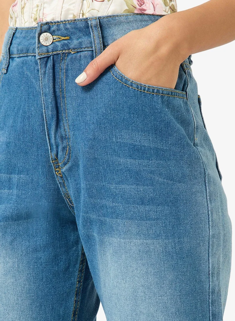 Ginger Mid Rise Wide Leg Jeans