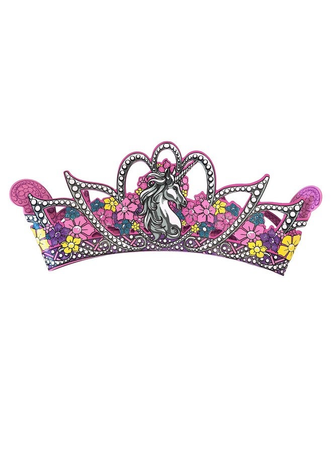 LIONTOUCH Unicorn Princess Crown For Girls Pink Pretend Play Foam Toy In Medieval Style For Children And Toddlers With Flower Decoration Dress Up Cosplay & Royal Costumes For Kids - Image 2