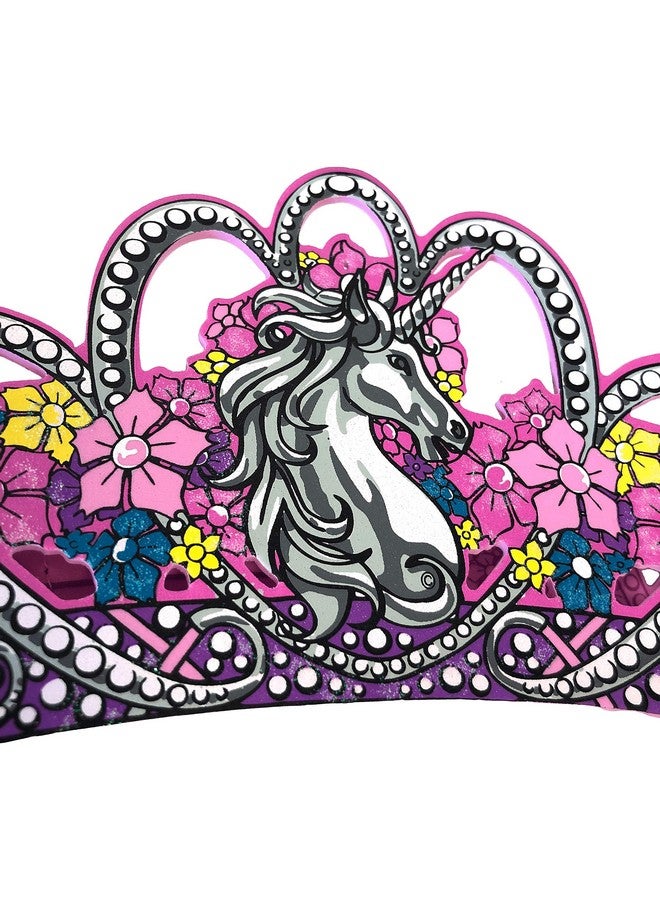 LIONTOUCH Unicorn Princess Crown For Girls Pink Pretend Play Foam Toy In Medieval Style For Children And Toddlers With Flower Decoration Dress Up Cosplay & Royal Costumes For Kids - Image 4