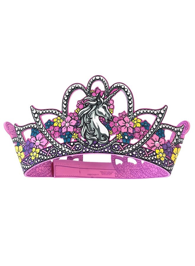 LIONTOUCH Unicorn Princess Crown For Girls Pink Pretend Play Foam Toy In Medieval Style For Children And Toddlers With Flower Decoration Dress Up Cosplay & Royal Costumes For Kids - Image 1