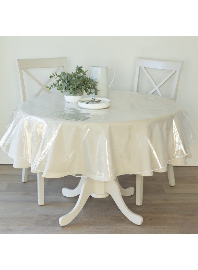 Benson Mills Heavy Duty Clear Plastic Tablecloth Protector, 100% Waterproof Table Cloth, Oil Spill Proof, Table Cover for Dining Tables, Parties and Holidays (70" Round) - Image 2