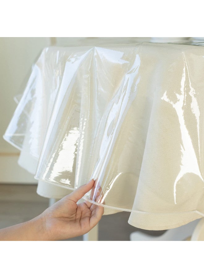 Benson Mills Heavy Duty Clear Plastic Tablecloth Protector, 100% Waterproof Table Cloth, Oil Spill Proof, Table Cover for Dining Tables, Parties and Holidays (70" Round) - Image 1