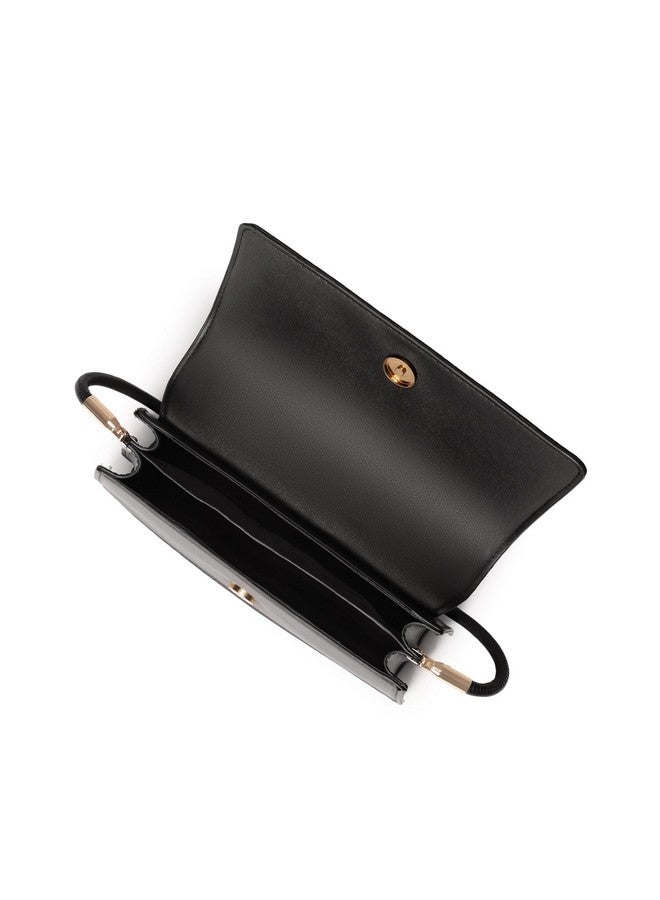 Fastrack Black Croco Textured PU Structured Shoulder Bag for Women, Girls and Ladies | with Classy Flap and Rolled Up Slim Strap - Image 5