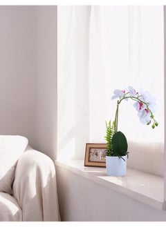 Excefore Fake Orchid in Pot, White Orchid Artificial Flower Arrangements Realist Fake Plant Decoration Potted Faux Flower, 15”, White Orchid  - Image 4