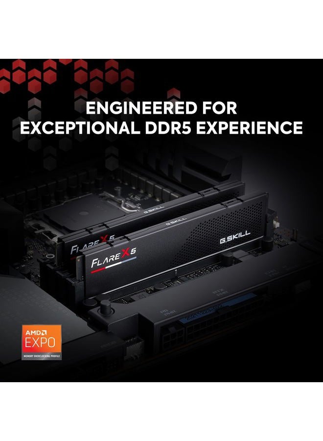 G.Skill Flare X5 Series (AMD Expo) DDR5 RAM 32GB (2x16GB) 6000MT/s CL30-36-36-96 1.35V Desktop Computer Memory UDIMM - Matte Black (F5-6000J3036F16GX2-FX5) - Image 2