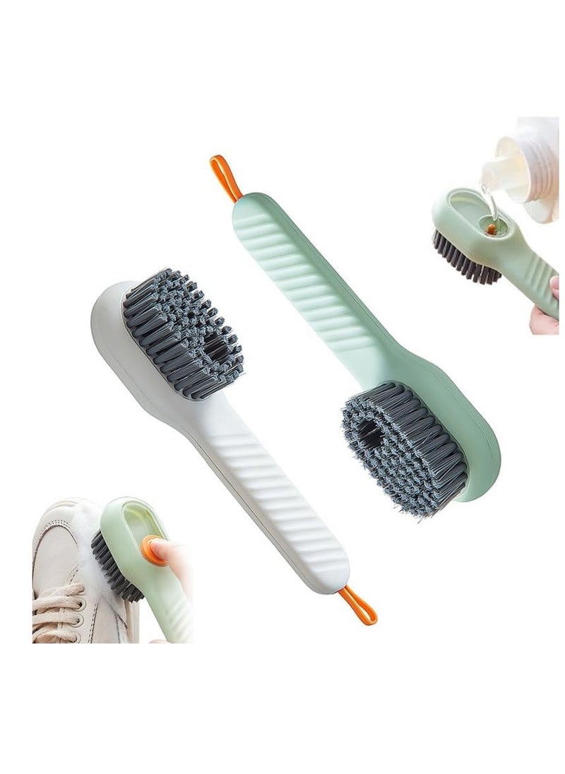 Bukela Multifunctional Liquid Shoe Brush,  Scrub Brushes for Cleaning, Liquid Adding Soft Fur Cleaning Brush, Multifunctional Laundry Brush with Liquid Box for Washing Shoes Clothes(White+Green)  - Image 1