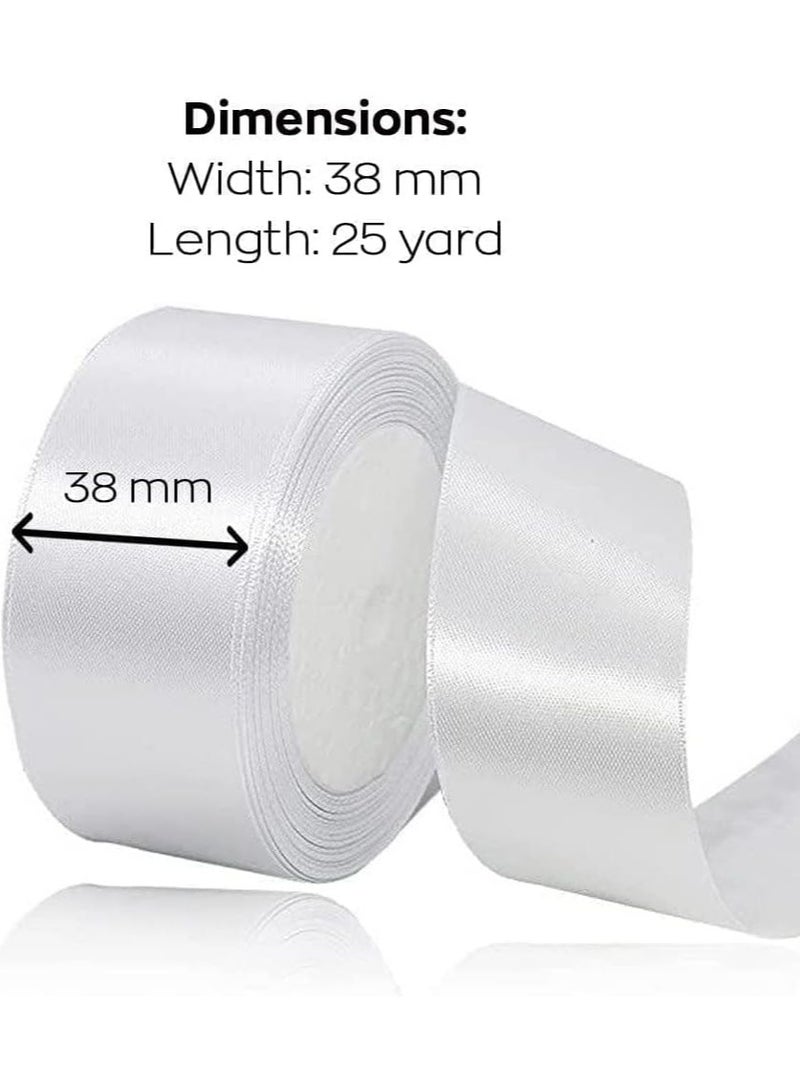 Vanilla Satin Ribbon, 38mm x 25yd Fabric Polyester Ribbon for Gift Wrapping, Party Favors, Wedding Decorations, Bow Making, Bouquets, Sewing Projects & Craft Supplies - Image 2