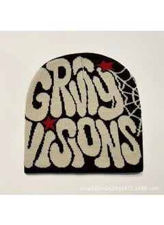 Unisex Knit Beanie Graffiti Hip-Hop Cap Black khaki