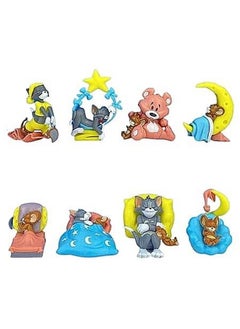 Trunkin Trunkin Cartoon Dreamy Tom Cat & Jerry Mouse Sleeping Quirk Set of 8 Figures Toy | PVC Multicolour Doll Statue Merchandise for Cartoon Lovers | 8 Cms  - Image 1
