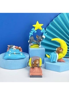 Trunkin Trunkin Cartoon Dreamy Tom Cat & Jerry Mouse Sleeping Quirk Set of 8 Figures Toy | PVC Multicolour Doll Statue Merchandise for Cartoon Lovers | 8 Cms  - Image 2
