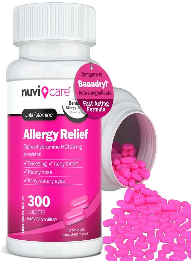 NUVICARE Allergy Relief Tablets - Diphenhydramine 25mg Antihistamine Tablets for Runny Nose, Sneezing, Itchy Eyes & Throat - Compare to Benadryl Allergy Meds - OTC Adult Allergy Medicine (300 Count) - Image 2