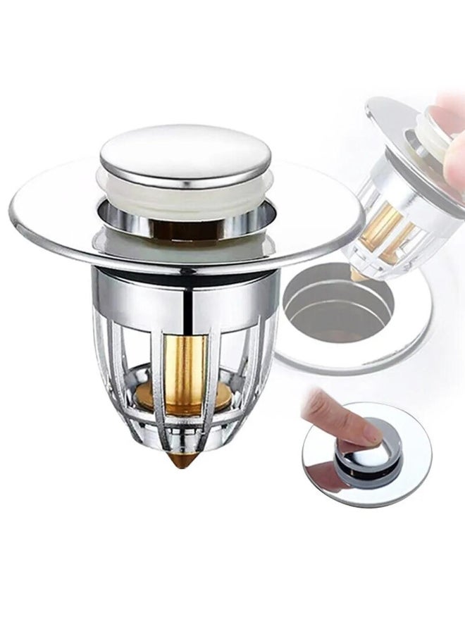 Press Bounce Basin Pop-up Drain Filter Bathroom Shower Sink Filter Plug Wash Basin Hair Sink Strainer Kitchen Bathtub Stopper 