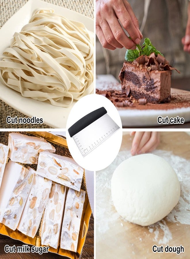 ATB Dough Pastry Bench Cutter Scraper, Stainless Steel Pizza Cutter for Kitchen Baking, Dishwasher Safe, Anti-Wear Laser-Engraved Measuring Scale and Conversion Chart,Black - Image 5