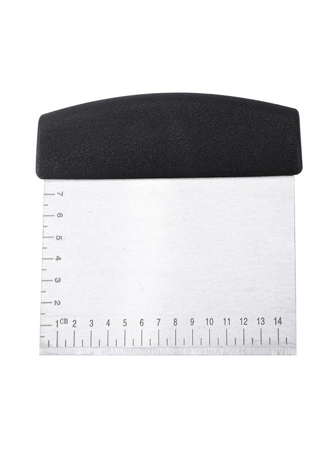 ATB Dough Pastry Bench Cutter Scraper, Stainless Steel Pizza Cutter for Kitchen Baking, Dishwasher Safe, Anti-Wear Laser-Engraved Measuring Scale and Conversion Chart,Black - Image 1