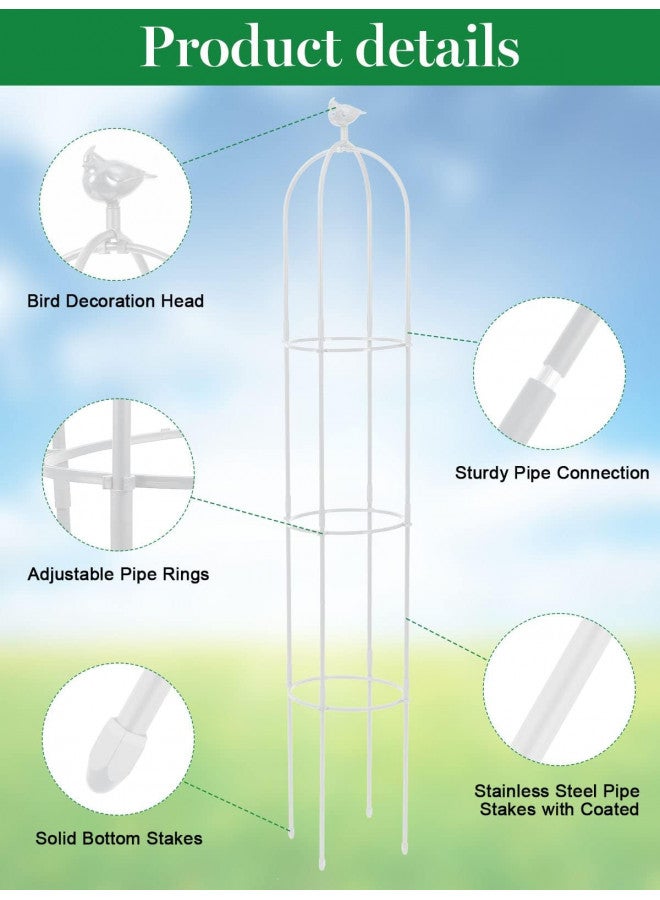 Kalolary 6 Feet Tall Garden Trellis for Climbing Plants Kalolary Garden Tower Obelisk Trellises Rustproof Metal Potted Plant Climbing Support for Indoor Outdoor Flowers Vegetable Fruits Vines Support (White)  - Image 2