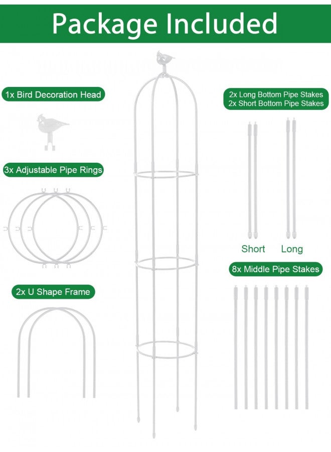 Kalolary 6 Feet Tall Garden Trellis for Climbing Plants Kalolary Garden Tower Obelisk Trellises Rustproof Metal Potted Plant Climbing Support for Indoor Outdoor Flowers Vegetable Fruits Vines Support (White)  - Image 1
