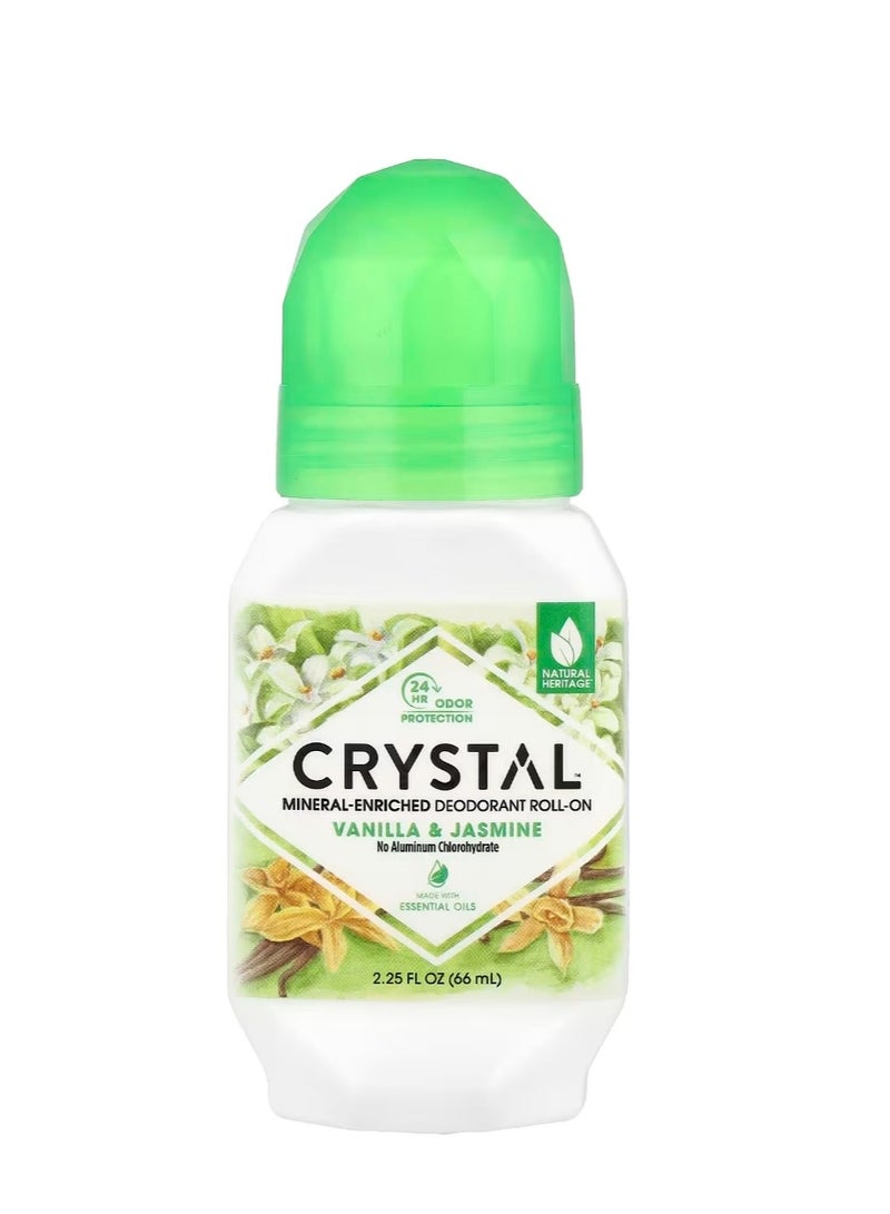 CRYSTAL Mineral-Enriched Deodorant Roll-On Vanilla & Jasmine 2.25 fl oz (66 ml) - Image 1