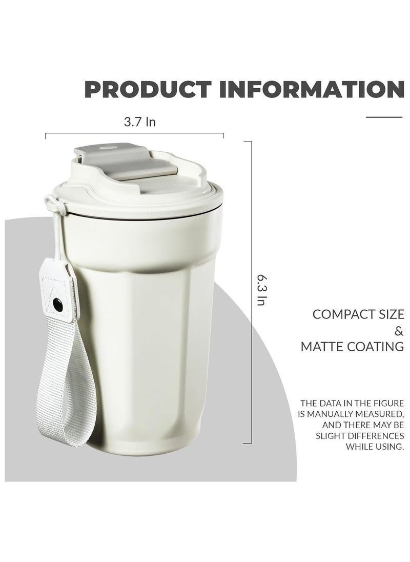 Hihonor 12oz Stainless Steel Tumbler, Double Wall Vacuum Insulated Coffee Tumbler Travel Coffee Mug with Leak Proof Lid, Reusable Thermal Cup for Hot and Cold Drinks,Cream  - Image 3