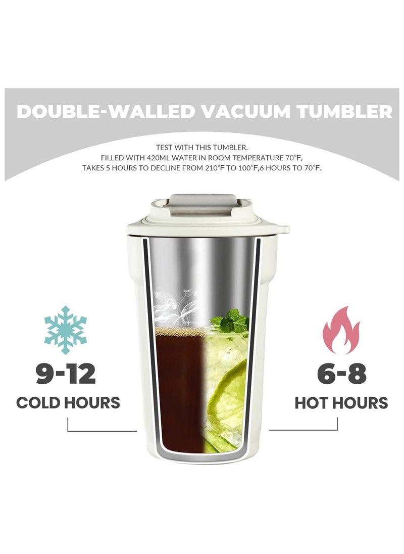 Hihonor 12oz Stainless Steel Tumbler, Double Wall Vacuum Insulated Coffee Tumbler Travel Coffee Mug with Leak Proof Lid, Reusable Thermal Cup for Hot and Cold Drinks,Cream  - Image 5