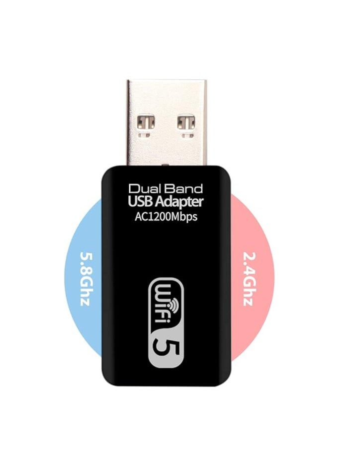 جنرال محول واي فاي عبر الـ USB بتردد مزدوج 1200 ميجابت/ثانية، جهاز استقبال واي فاي عبر الـ USB لأجهزة الحاسوب المكتبية والمحمولة، بطاقة شبكة واي فاي مزدوجة النطاق 2.4 جيجاهرتز/5.8 جيجاهرتز، جهاز دائرة ذاتي.  - Image 1