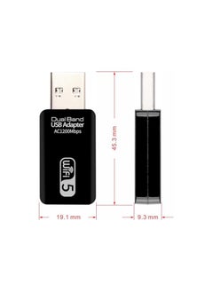 جنرال محول واي فاي عبر الـ USB بتردد مزدوج 1200 ميجابت/ثانية، جهاز استقبال واي فاي عبر الـ USB لأجهزة الحاسوب المكتبية والمحمولة، بطاقة شبكة واي فاي مزدوجة النطاق 2.4 جيجاهرتز/5.8 جيجاهرتز، جهاز دائرة ذاتي.  - Image 3