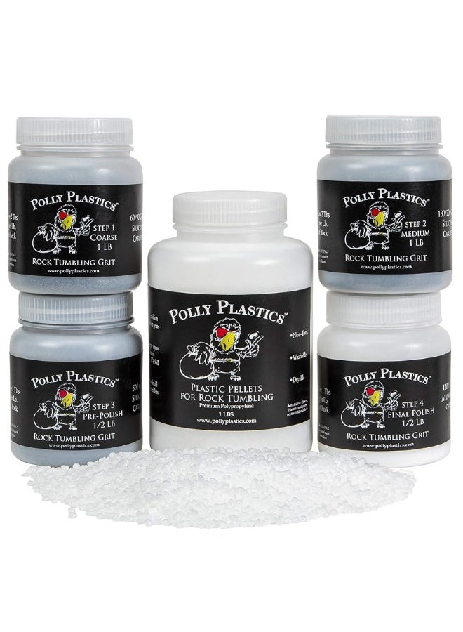Polly Plastics Polly Plastics Rock Tumbler Tumbling Media Grit Kit & Plastic Filler Pellets - Image 5