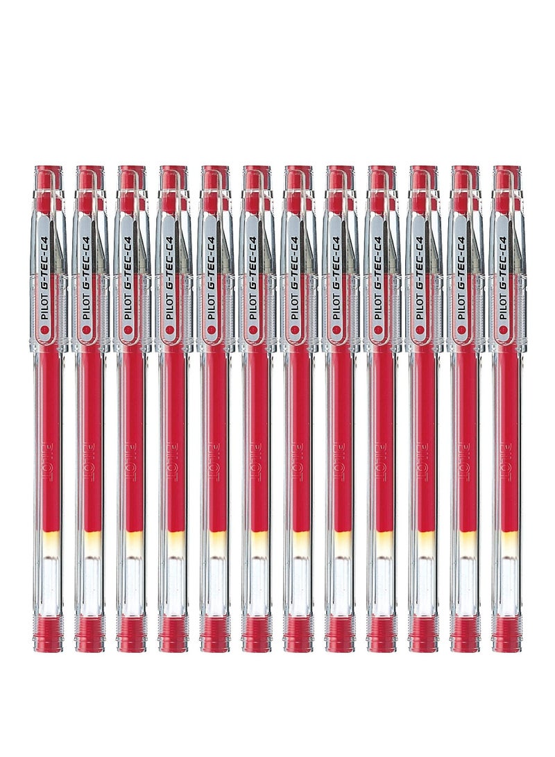 PILOT 12-Piece G-Tec Ultra Fine Roller Pen 0.4mm Tip Red Ink  - Image 1