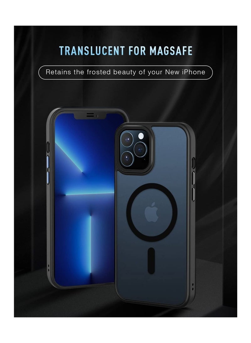 Magnetic Case for iPhone 13 Pro Max Case [MIL-Grade Drop d & Compatible with MagSafe] Translucent Matte Back with Aluminum Alloy Keys, Anti-Fingerprint Anti-Scratch 6.7 Inch, Black - Image 2