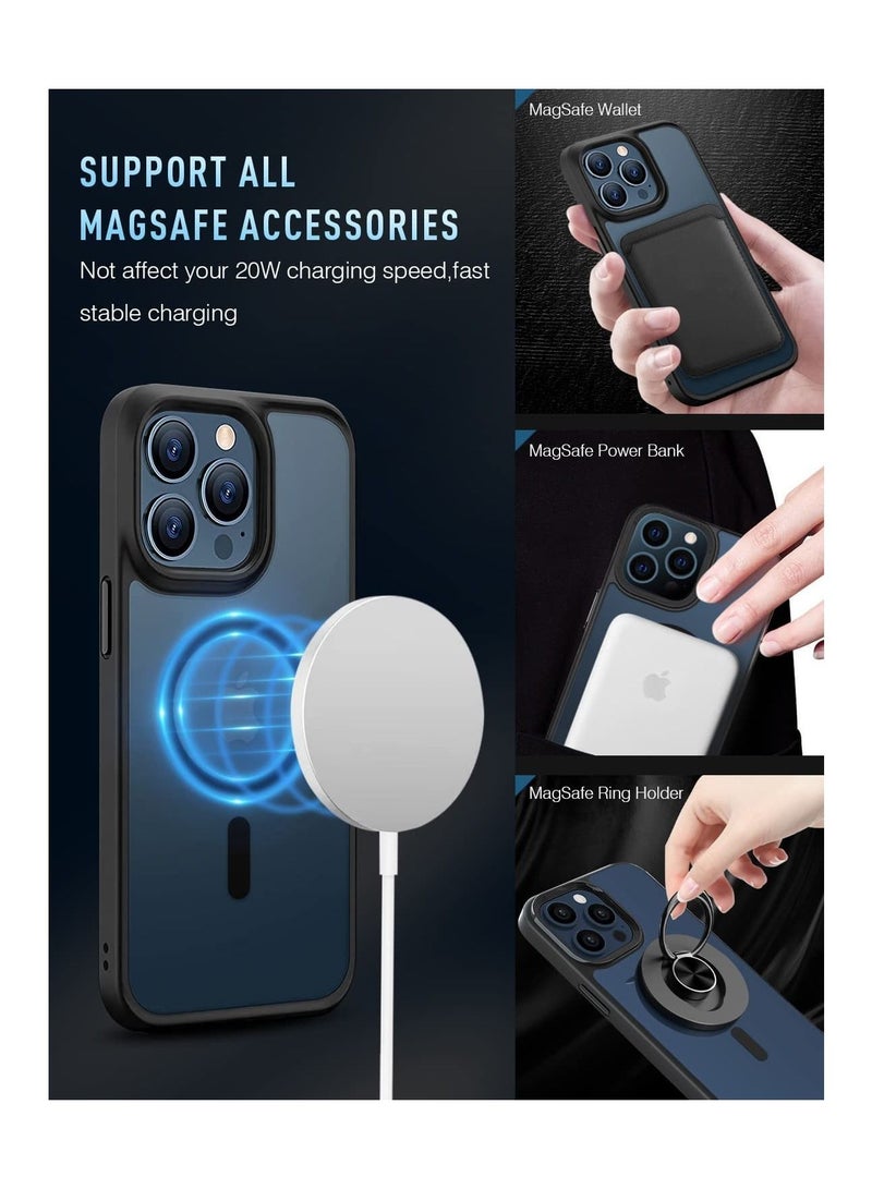 Magnetic Case for iPhone 13 Pro Max Case [MIL-Grade Drop d & Compatible with MagSafe] Translucent Matte Back with Aluminum Alloy Keys, Anti-Fingerprint Anti-Scratch 6.7 Inch, Black - Image 3