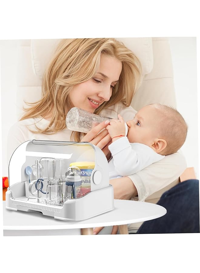 يو-هومي حامل تجفيف زجاجات الأطفال، منظم زجاجات أطفال كبير مع غطاء وصينية تصريف قابلة للإزالة، منظم خزانة المطبخ المحمول، صينية أكواب المطبخ، مصفاة أدوات المائدة، مجفف متين على سطح الطاولة (أبيض) - Image 2