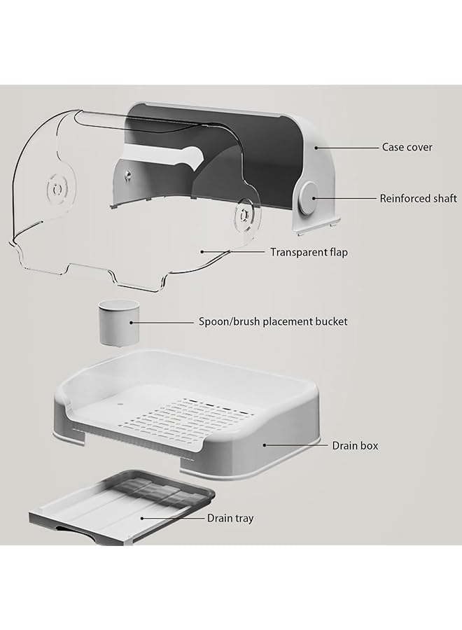 يو-هومي حامل تجفيف زجاجات الأطفال، منظم زجاجات أطفال كبير مع غطاء وصينية تصريف قابلة للإزالة، منظم خزانة المطبخ المحمول، صينية أكواب المطبخ، مصفاة أدوات المائدة، مجفف متين على سطح الطاولة (أبيض) - Image 5