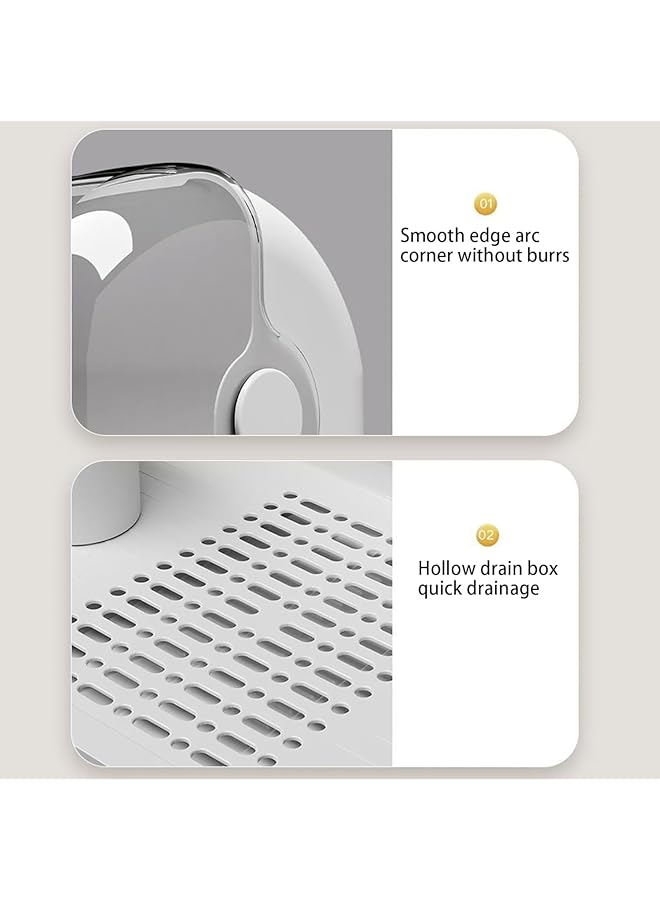 يو-هومي حامل تجفيف زجاجات الأطفال، منظم زجاجات أطفال كبير مع غطاء وصينية تصريف قابلة للإزالة، منظم خزانة المطبخ المحمول، صينية أكواب المطبخ، مصفاة أدوات المائدة، مجفف متين على سطح الطاولة (أبيض) - Image 4