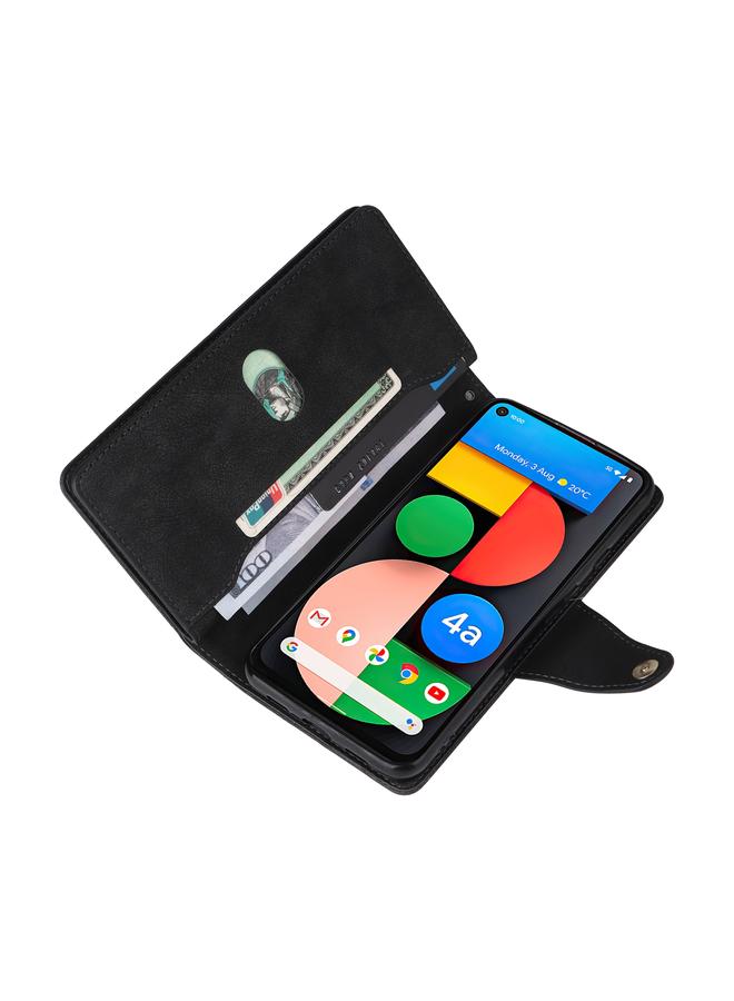Zaboon Case For Google Pixel 4A 5G Rivet Buckle 9 Cards Three Fold Leather Phone Case - Image 5