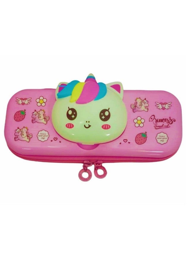 فنبلاست حقائب أقلام فن بلاست الأنيقة للبنات، حافظة أقلام للبنات، حقائب أقلام للأطفال، صندوق أقلام للأطفال، منظم أدوات مكتبية (وردي) - Image 3